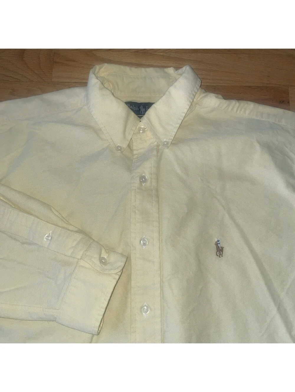 Ralph Lauren Polo Men's Yarmouth Flesh Pony Yellow Dress Oxford Shirt 17-34